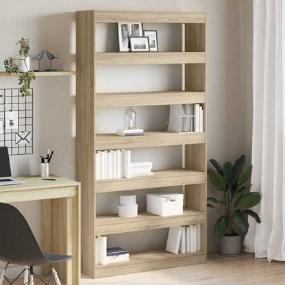 Boekenplank – Wandrek – Boekenrek – Wandplank – Opbergplank – Houten 6 Planken – Ruimtebesparend Design – Sonoma Eikenhout