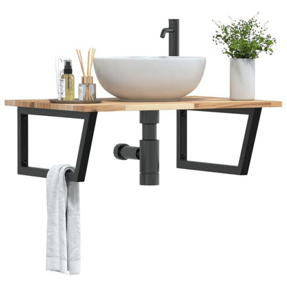 Wall-Mounted Shelf for Sinks Made of Steel And Acacia Wood.