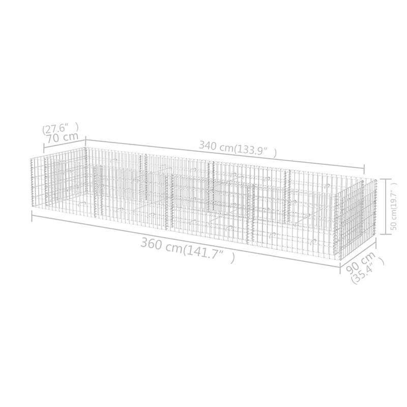 Bloementuinbak – Plantenbak – Moestuinbak – Verhoogde Bak – Tuinbak Staal Argento – Weerbestendig – Extra Groot 360x90x50 cm