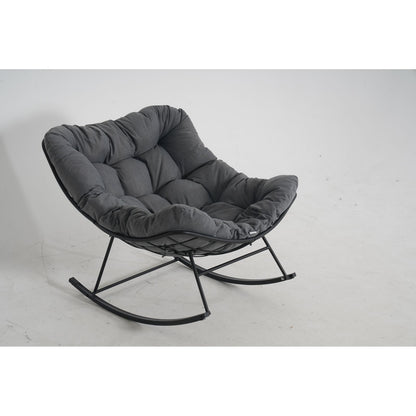 Schommelstoel – Schommelstoel Eivorm – Hangstoel – Wipstoel – Tuinstoel – Grijs – Duurzaam Houten Frame – Olie-gewreven Afwerking