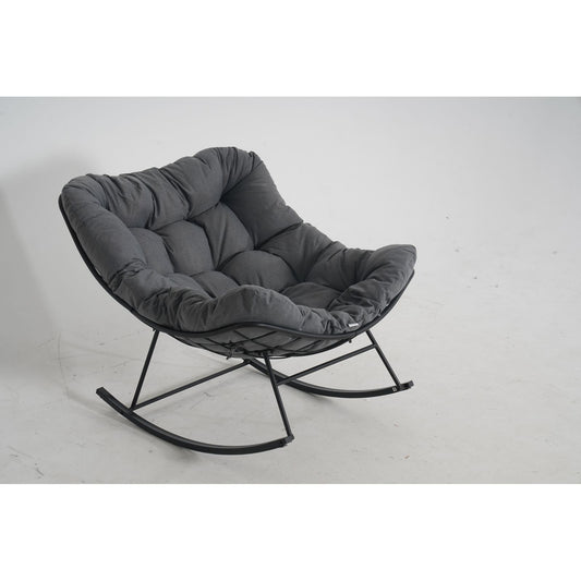 Schommelstoel – Schommelstoel Eivorm – Hangstoel – Wipstoel – Tuinstoel – Grijs – Duurzaam Houten Frame – Olie-gewreven Afwerking