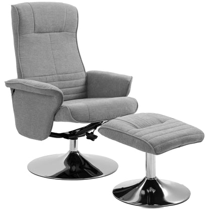 Relaxfauteuil – Draaifauteuil – Loungestoel – TV-stoel – Verstelbare Fauteuil – Met Voetenbank – 360° Draaibaar – Max. 150 kg Belastbaar – Grijs Velvet