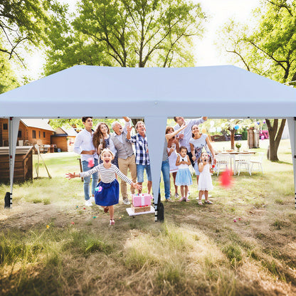 Partytent – Paviljoen – Tuintent – Feesttent – Opvouwbare Tent – 590x300 cm – Pop-up & Verstelbare Hoogte – Waterbestendig Oxford Stof met Draagtas met Wieltjes
