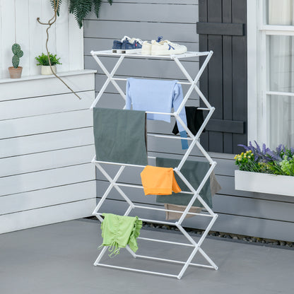 Wasrek 8 Laags – Droogtoren – Kledingrek – Droogrek – Wasstandaard – Inklapbaar – Ruimtebesparend Design – Metaal Kunststof Wit
