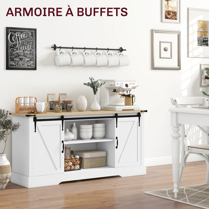 Dressoir – Buffet – Opbergkast – Tv-meubel – Woonkamerkast – Wit Eikenhout – 150x40x72 cm – Schuifdeuren Met Verstelbare Legplanken
