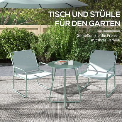 Tuinset – Tuinmeubelset – Bistroset – Balkonset – 3-delig Groen – Ademend Stof – Compact Rond Tafel 60 cm
