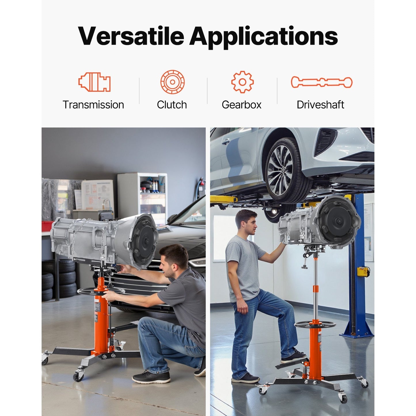 Transmissiekrik – Hydraulische Krik – Telescopische Krik – Autohefbrug – Garagekrik – 500 kg Draagkracht – Hefhoogte 85-170 cm – Oranje