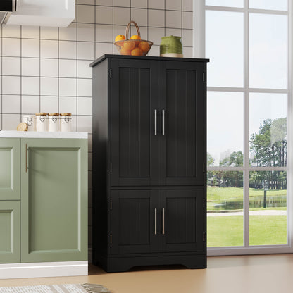 4-deurs Opbergkast – Opbergmeubel – Buffetkast – Kast Met Deuren – Opbergkast Keuken – Modern Design – Verstelbare Planken – MDF Zwart 120x60x40 cm