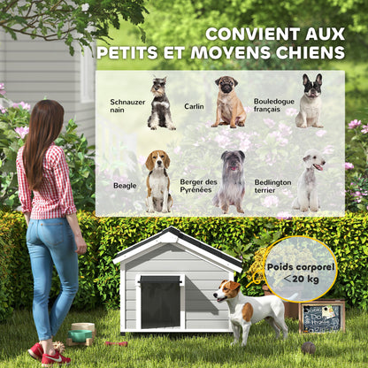 Hondenhok – Hondenhuis – Buitenkennel – Hondenhokje – Tuinkussen – Weerbestendig Hondenhok – Verhoogde Poten – Afneembare Vloer – Lichtgrijs