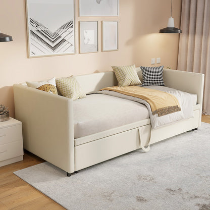 Slaapbank – Bedbank – Bedbank met Uitschuifbed – Multifunctionele Bank – Bedbank Velvet Grijs – Uitschuifbaar tot 180x200 cm – Robuuste MDF en Hardhouten Constructie