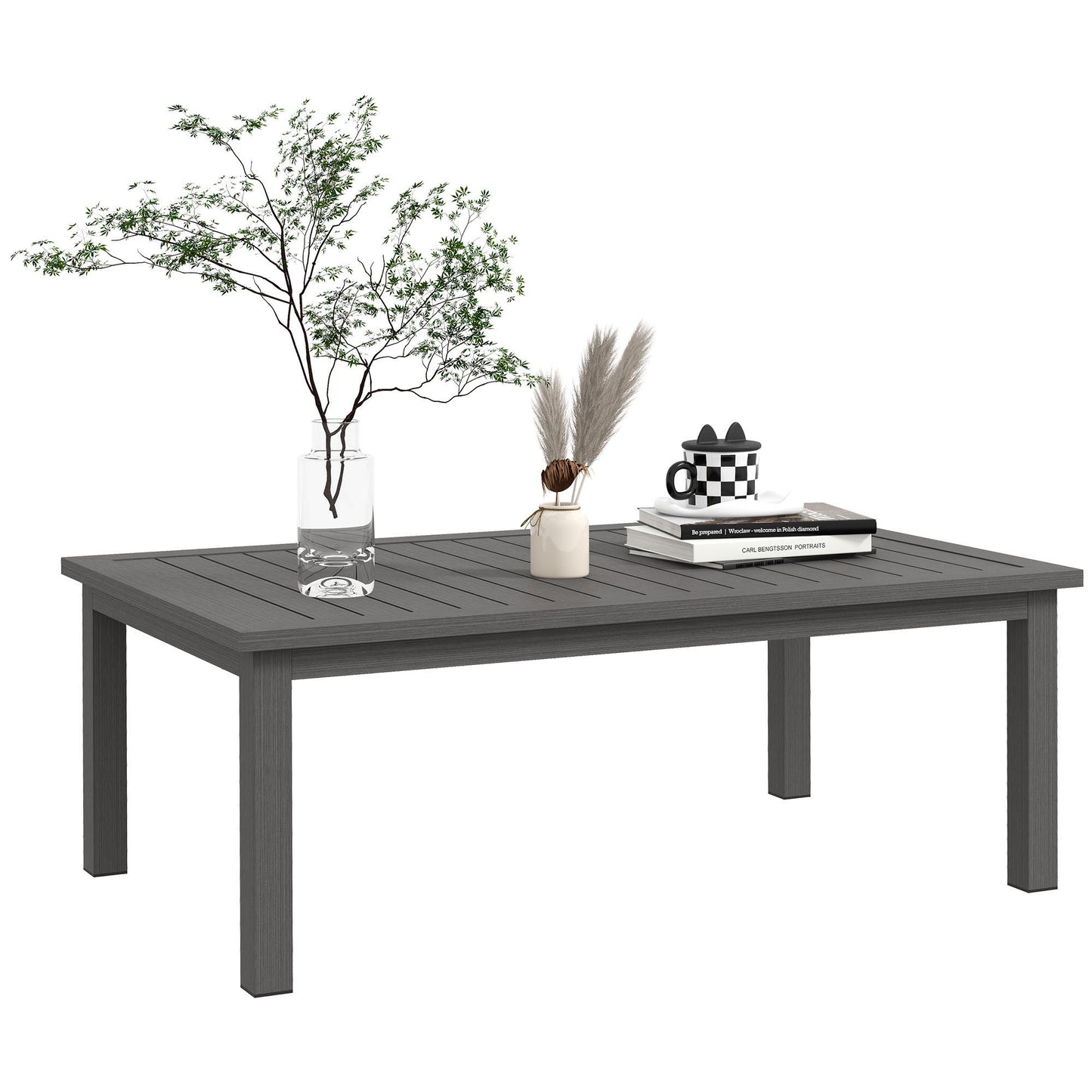 Tafel – Salontafel – Bijzettafel – Vouwtafel – Buitentafel – Aluminium – Weerbestendig – 100x60x37 cm – Bruin