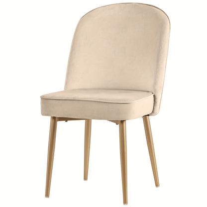 Eetkamerstoelen – Stoelen – Dining Chairs – Zitmeubels – Velvet Stoelen – Set van 2 – Beige Fluweel – Gouden Metalen Poten