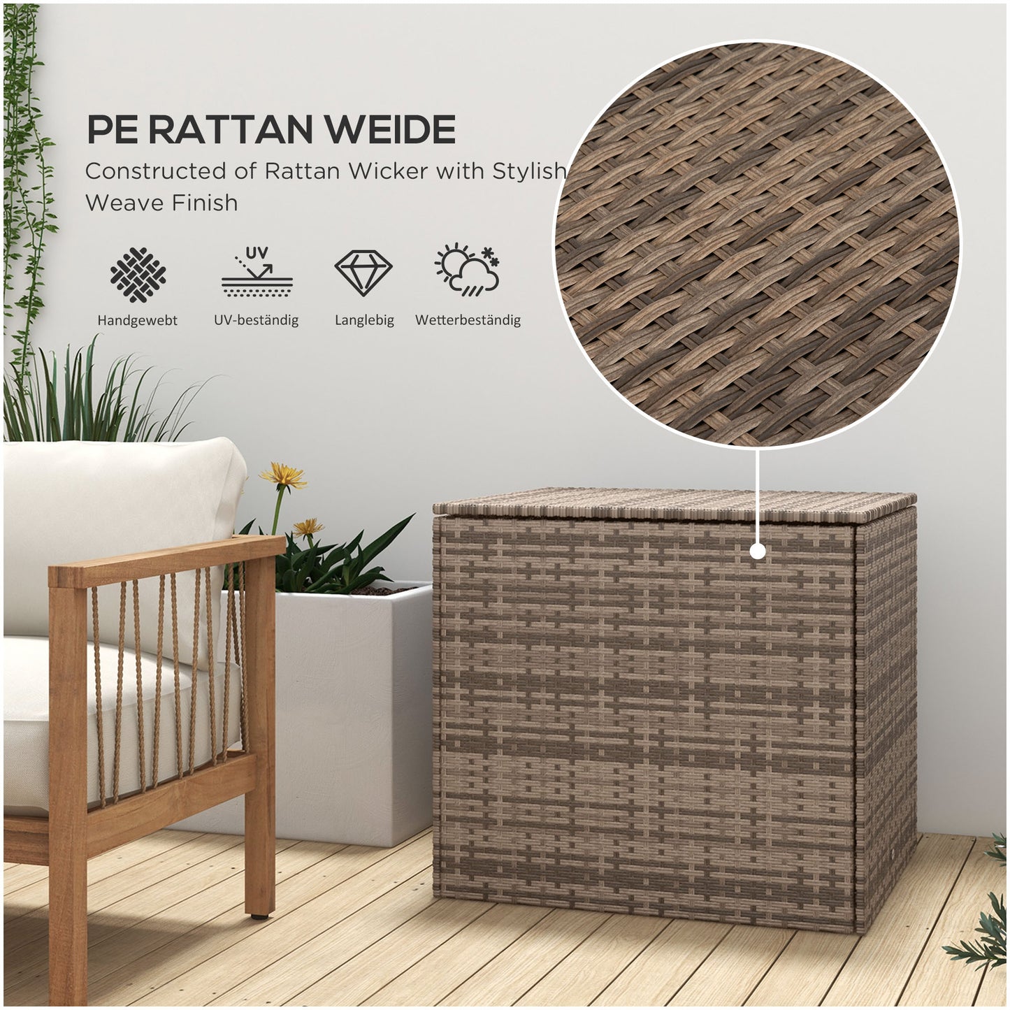 Opbergbox Wicker – Opbergkist – Opbergton – Opbergbak – Opbergmand – Variant Sand – Stevig Metalen Frame – Beschermende Stoffen Voering