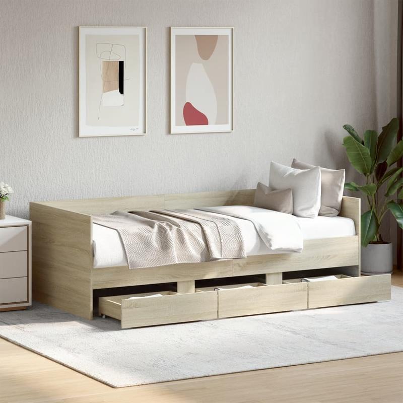 Bedbank – Daybed – Slaapbank – Logeerbed – Sofa – Sonoma Eiken – 75x190 cm – Met Opberglades