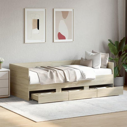 Bedbank – Daybed – Slaapbank – Logeerbed – Sofa – Sonoma Eiken – 75x190 cm – Met Opberglades