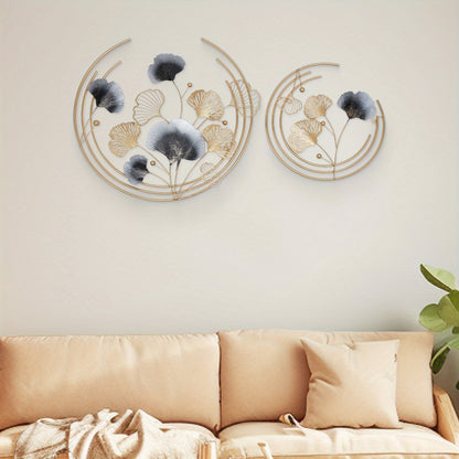 Muurdecoratie – Wanddecoratie – Wandbord – Wandkunst – Wandversiering – Gouden 3D Metalen Design – Set Groot 69cm & Klein 47cm