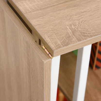 Inklapbare Tafel – Vouwtafel – Bureau – Bijzettafel – Mobiele Computer Tafel – MDF – Natuurlijk Hout – Met Wieltjes – 107x55x76 cm