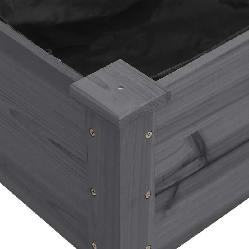 Tuinbak – Plantenbak – Bloembak – Bloembakje – Plantenvat – Houten Verhoogde Plantenbak – Massief Grenenhout – 203x53x76 cm – Weerbestendig Grijze Voering