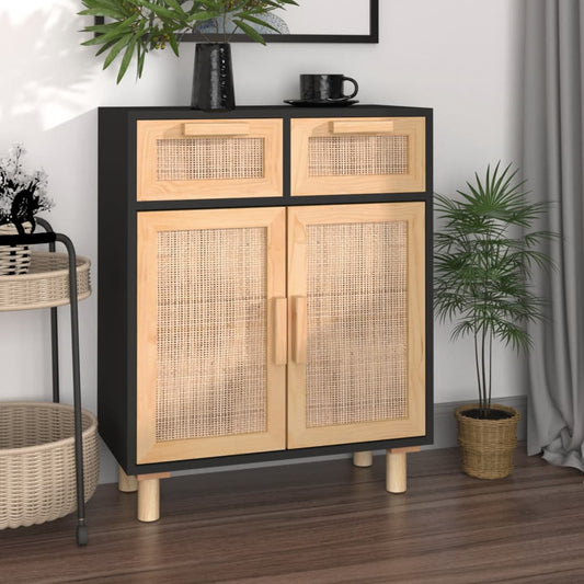 Dressoir – Opbergkast – Ladekast – Wandkast – Tv-meubel – Massief Den – Natuurlijk Rotan Accenten – Compact 60,96x30,48x74,93 cm