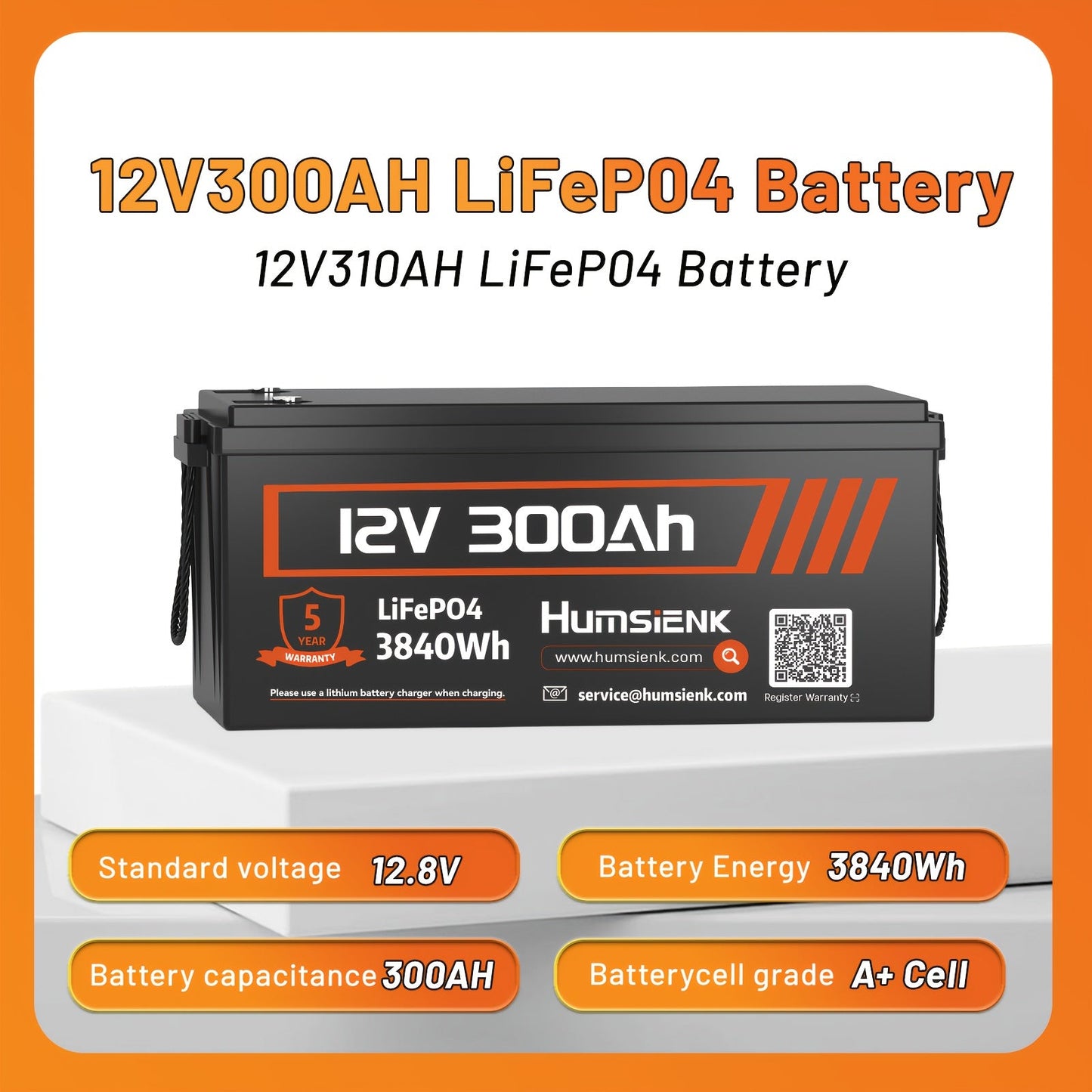Lithium Accu – LiFePO4 Accu – Camper Accu – Boot Accu – Solar Accu – 12V 300Ah Capaciteit – Geavanceerd BMS & Duurzame ABS Behuizing