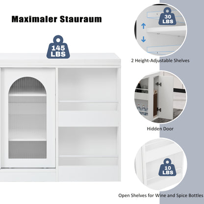 Uitschuifbare Bar-/Keukentafel – Bartafel – Keukentafel – Eettafel – Draaibare Tafel – Zwart – 360° Draaibare Basis – Bamboe & Glas Opbergruimte