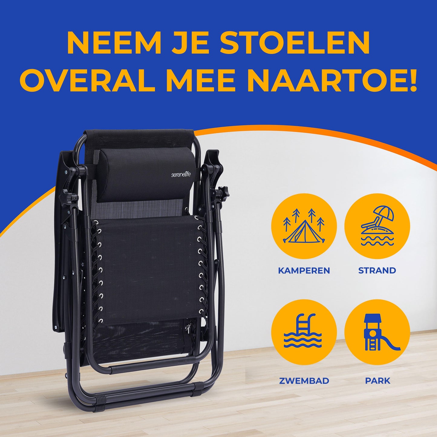 Loungebank – Loungestoel – Tuinbank – Balkonstoel – Verstelbare Ligstoel – Inclusief Afneembare Kussens – Met Bijzettafel en Bekerhouders – Vouwbaar Design