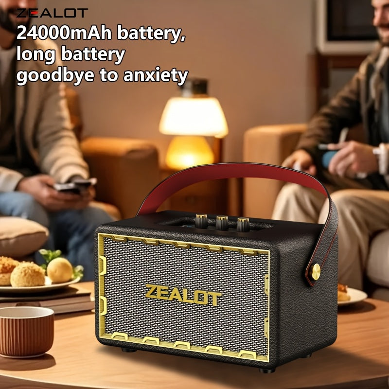 ZEALOT  50W Wireless Speaker System with Dual Pairing, 24000mAh Battery & 36H Playtime, /Type-C Charging, Wireless, Low Latency Gaming Sound, Compatible with TV/Phone/Tablet, Home Theater Stereo Sound System with Dynamic Loud