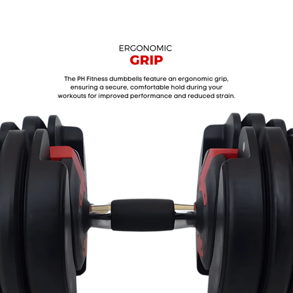 Verstelbare Dumbbell – Halter – Fitness Gewicht – Trainingsgewicht – Dumbbell Set – 15 Gewichtsniveaus 2,5-24 kg – Duurzaam Staal & Comfortabele Grip – Rood