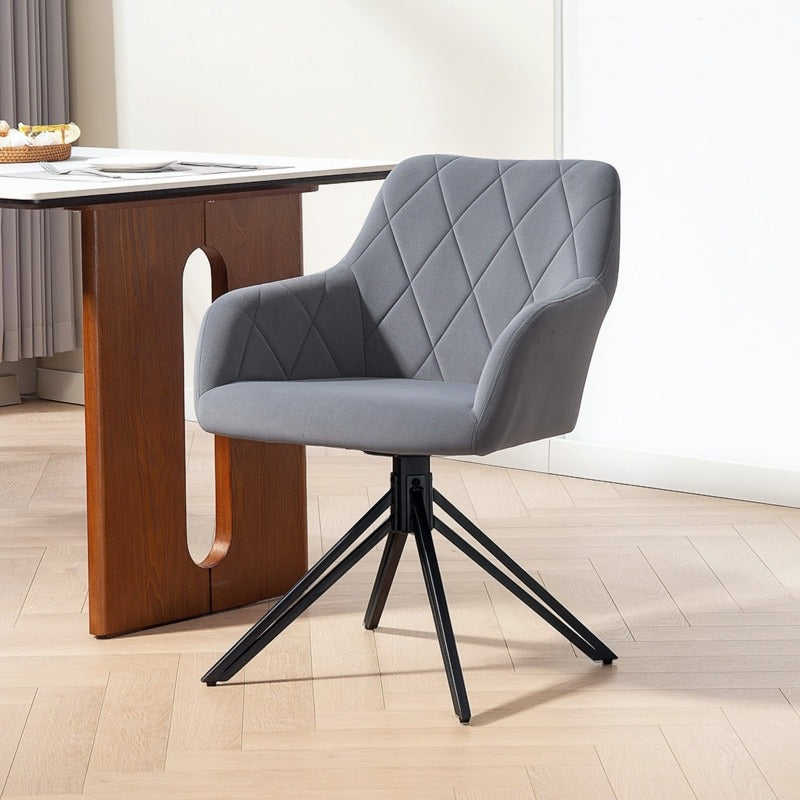 Eetkamerstoel Met Armleuningen – Stoel – Kuipstoel – Bureaustoel – Retro Stoel – Gevoerde Velvet Bekleding – Stalen Frame – Comfortabele Moderne Zitplek – Duurzaam Metalen Constructie
