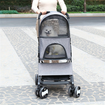 Huisdierr buggy – Dierenwagen – Hondenwagen – Kattenbuggy – Wandelwagen – Extra Groot 124x63x40 cm – Stevig Legeringsstaal, Opvouwbaar Met Regenhoes