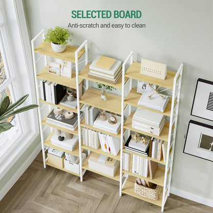 Boekenkast – Vakkenkast – Opbergkast – Woonkamerkast – Boekplank – Wit – 17 Verstelbare Planken – 340 kg Draagvermogen – 24 x 152 x 186 cm