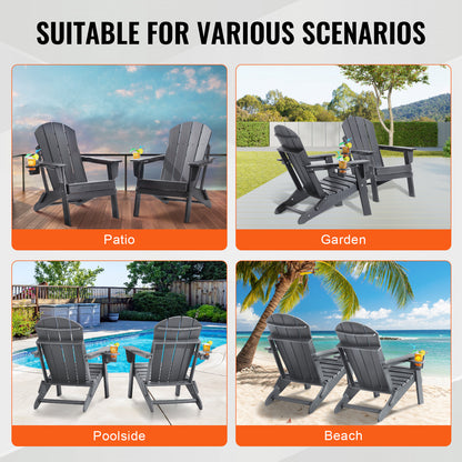 Tuinstoel – Tuinstoelen – Outdoor Stoel – Klapstoel – Adirondack Stoel – Inklapbaar – Weerbestendig HDPE kunststof – Brede Comfortabele Zit - Grijs