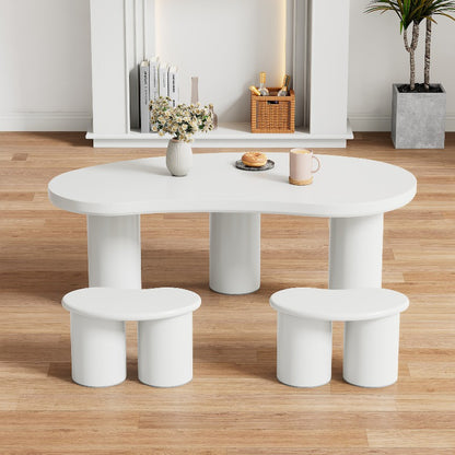 Crescent Moon Salontafel – Halvemaan Tafeltje – Bijzettafel – Sofa Tafel – Woonkamer Meubel – Wit MDF Blad – PVC Poten – Compact & Geen Montage