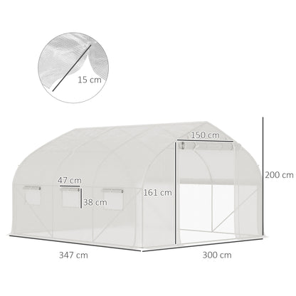 Tuinkas Tunneltent – Moestuin Kas – Groentekas – Kweekkas – Serre – Gegalvaniseerd Stalen Frame – UV-Bestendig PE Zeil 350x300x200 cm – 10,4 m²