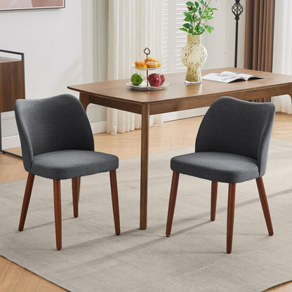 Set of 2 Upholstered Dining Chairs with Wood Legs | Wing Backrest, Thick Cushions, Leveling Feet, Rustic Style, Hardwood Material, Mixed Color for Dining and Living Room