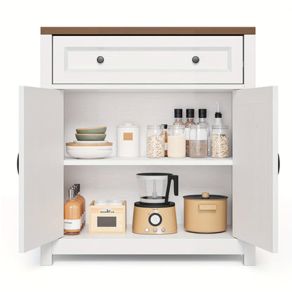 Dressoir – Sidetable – Kast – Buffetkast – Opbergkast – Landelijke Stijl – Groot Opbergvak – Hout en Spaanplaat – 76x40x84 cm – Grijze Bovenplaat