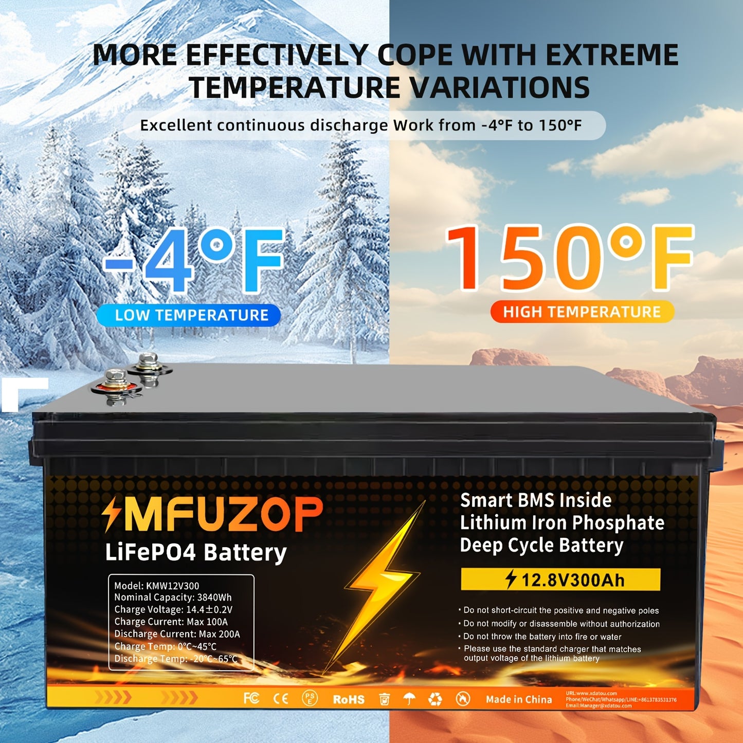 12,8V 300Ah Lithium IJzerfosfaat Accu – LiFePO4 Accu – Camper Accu – Zonne-energie Accu – Off-grid Batterij – Diepcyclisch – Multi-beschermingssysteem