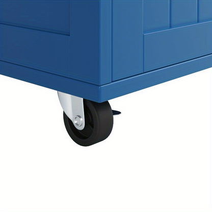 Keukeneiland – Keukenwagen – Keukentrolley – Buffetkast – Opbergkast – Blauw Met Houtnerf – 102x45x92 cm – Duurzaam Met Metaalframe