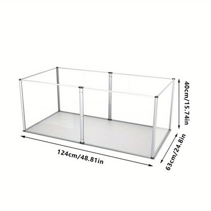 Acrylic Binnenren – Speelren – Binnenkooi – Ren Voor Kleine Huisdieren – Multi-Panel Kooi – 124x63x40 cm – Krasbestendig Acryl – Veilig Ontsnapproof Design