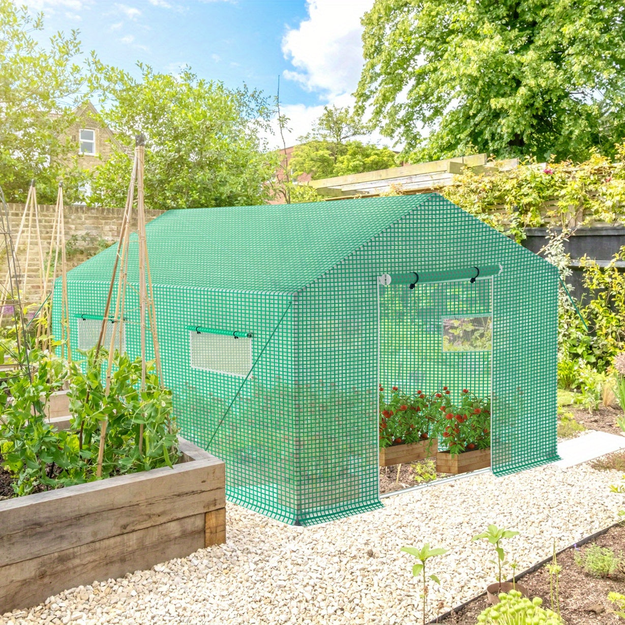 Kasfolie – Tuinkas – Broeikas – Kweekkas – Tomatenkas – 4,5x2x2 m – Stevig Plastic – Inclusief Ramen en Deur