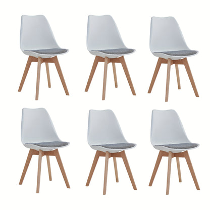Eetkamerstoelen – Dining Stoelen – Keukenstoelen – Stoelen Zonder Armleuning – Witte Stoelen – Scandinavisch Design – Massief Beukenhouten Poten – Linnen Gestoffeerd