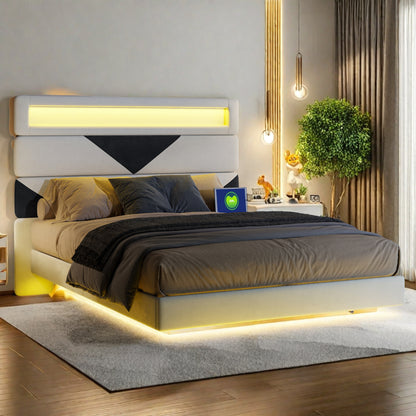 Verstelbaar Bed – Tweepersoonsbed – Opbergbed – Led Verlichting Bed – Bedframe Met Lattenbodem – Velours Hoofdeinde – Usb- en Type-C Poorten – 160x200 cm