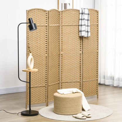Kamerverdelers – Kamerscherm – Privacywand – Ruimteverdeler – Scheidingswand – Natuurlijk Hout – 4-delig – Opvouwbaar Design