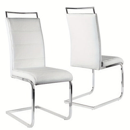 Eetkamerstoelen Set 2 Stuks – Stoelen – Keukenstoelen – Barkrukken – Bijzetstoelen – Moderne Witte Armless Stoelen – Gebogen Rugleuning – PU Kunstleer & Roestvrijstalen Frame – Zacht Gevuld – Max 150kg Draagkracht