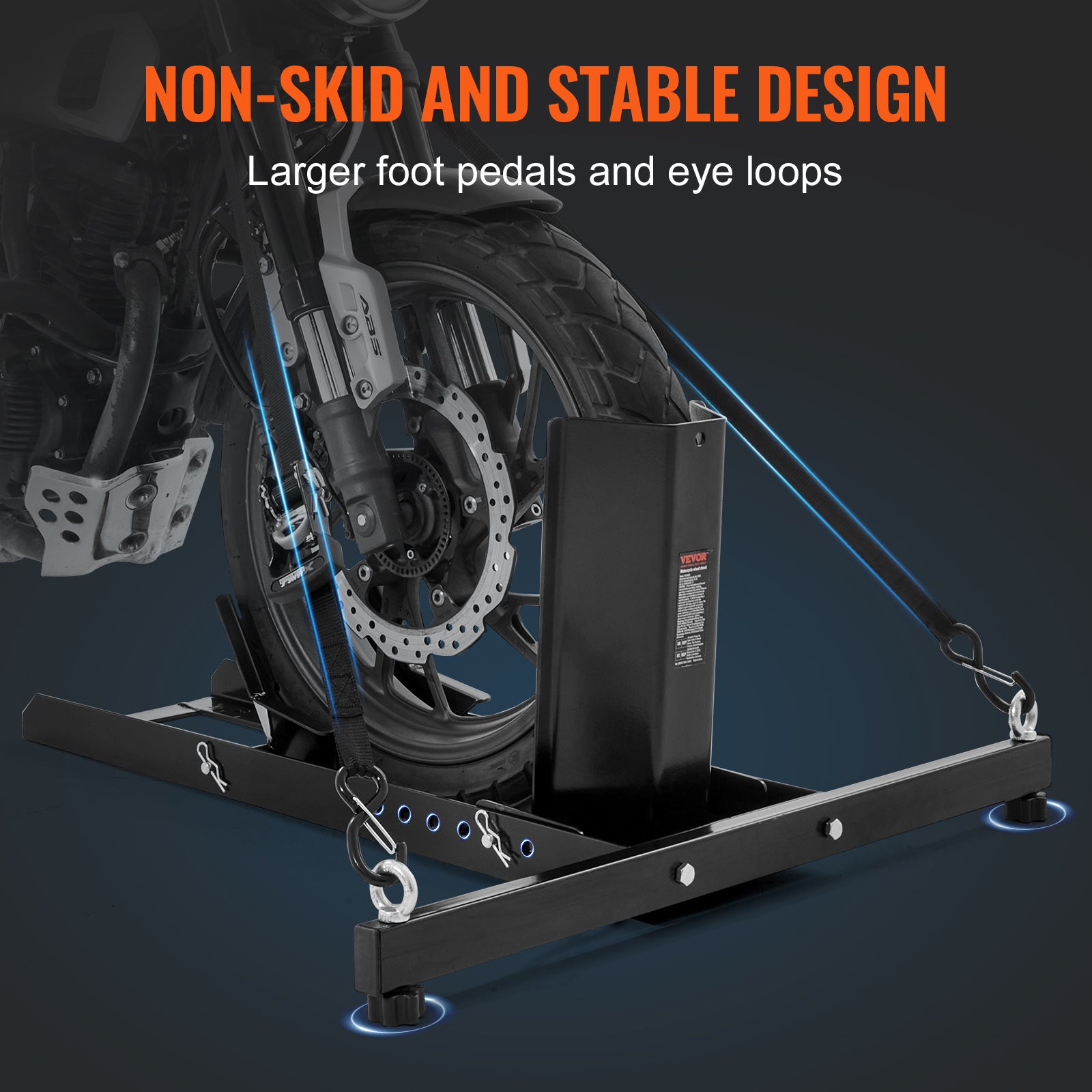 Motorstandaard – Wielhouder Motorfiets – Wielenstopper – Motorparkeerstandaard – Verstelbare Motorwielhouder – Zwart – Geschikt Voor Wielen 15-22 Inch – Draagvermogen Tot 815 Kg - QUORE