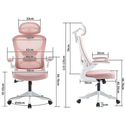 Ergonomic Office Chair, Desk Chair with Adjustable Headrest, Armrests, Lumbar Support, Swivel Chair, Rocker Function, Mesh Executive Chair, Back-Friendly, Office Chair 150 kg