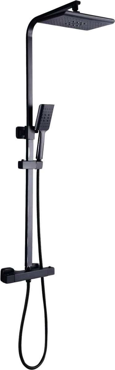 Doucheset Zwart - Regendouche - Met Thermosstaat - Douchekop - Douchestang - Douche Set - Doucheset Met Thermostaatkraan
