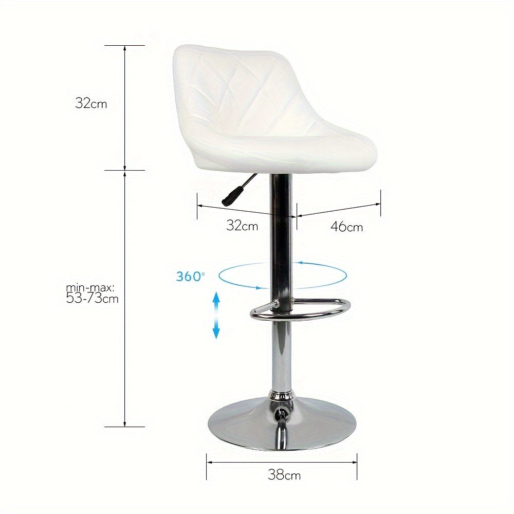 Barstoel – Barkruk – Barstoelen – Keukenkruk – Barkrukken Set Van 4 – Kunstleren Bekleding – Verstelbare Hoogte 85-105 cm – Draaibaar – Wit