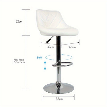 Barstoel – Barkruk – Barstoelen – Keukenkruk – Barkrukken Set Van 4 – Kunstleren Bekleding – Verstelbare Hoogte 85-105 cm – Draaibaar – Wit