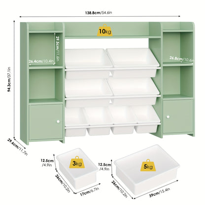 Witte Boekenkast – Boekenplank – Opbergkast – Wandrek – Vakkenkast – 8-Laden Opbergboxen – Stevig Hout – Eenvoudige Montage